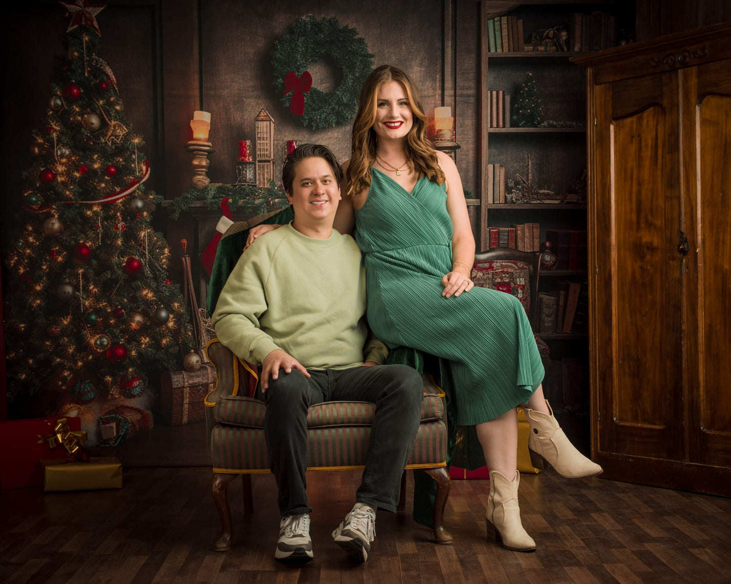 Kate レトロ クリスマスツリー 煙突 本 背景 写真撮影用