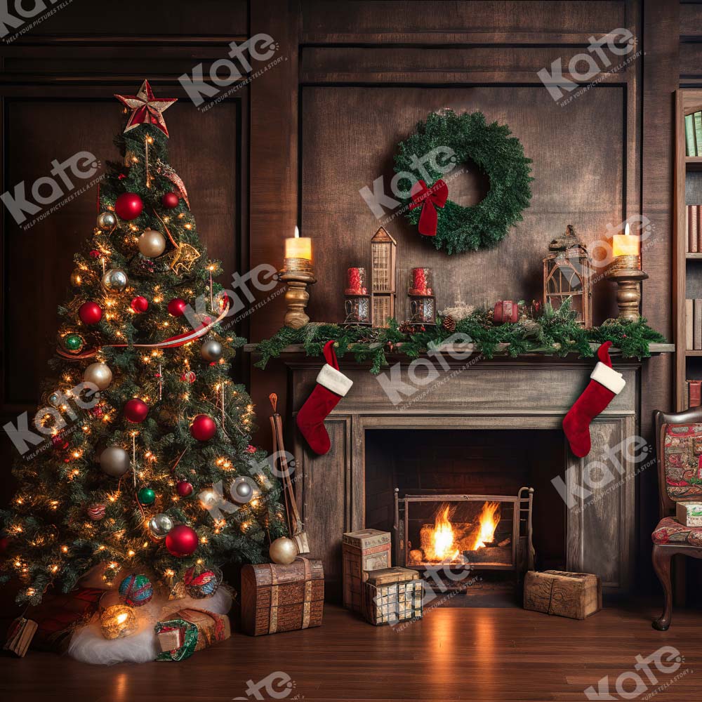 Kate レトロ クリスマスツリー 煙突 本 背景 写真撮影用