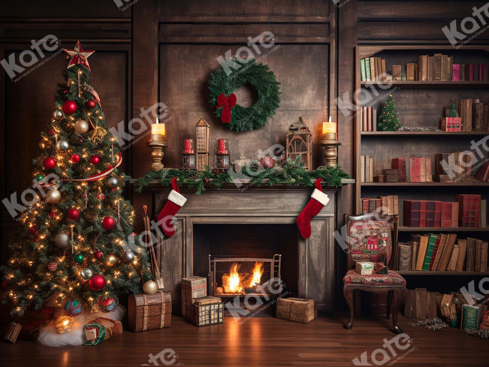 Kate レトロ クリスマスツリー 煙突 本 背景 写真撮影用