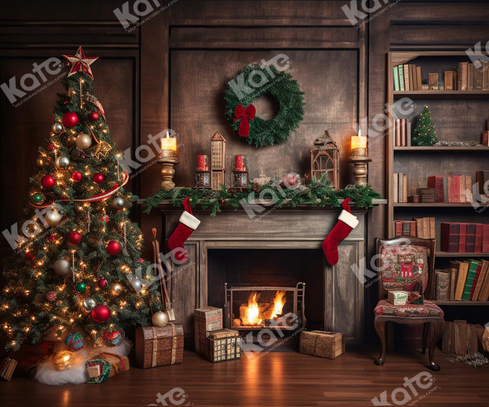 Kate レトロ クリスマスツリー 煙突 本 背景 写真撮影用