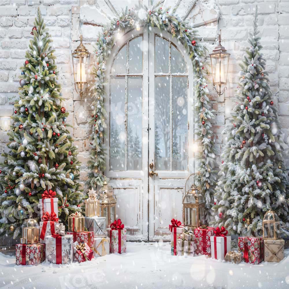 Kate クリスマス 木 雪 ドア 冬 背景 写真撮影 Designed by Emetselch