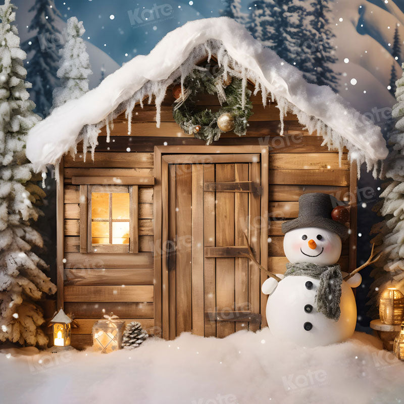 Kate 冬 クリスマス 雪だるま 家 背景 写真撮影用
