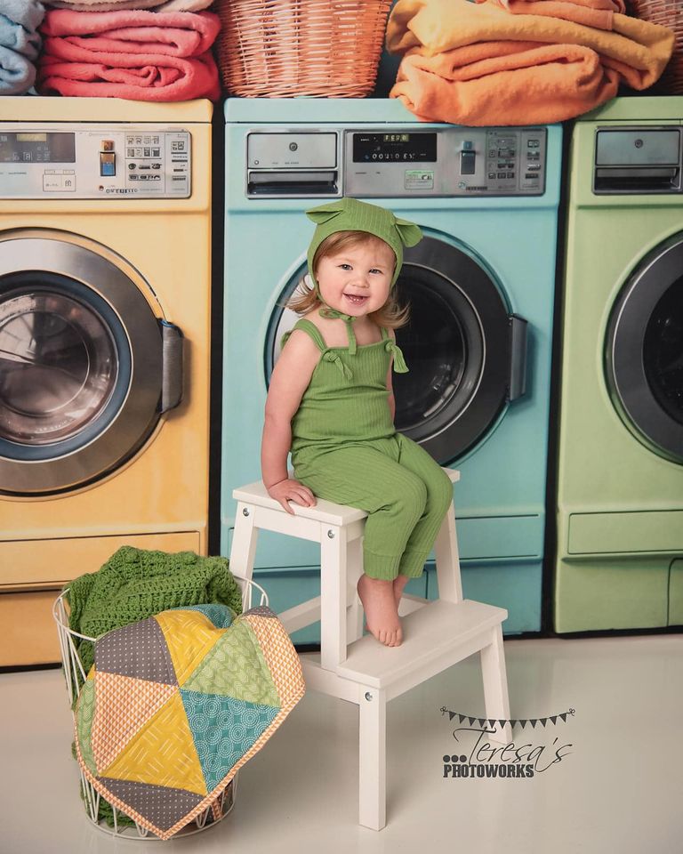 Kate 洗濯の日 カラフルな洗濯機の背景 Chain Photographyのデザイン