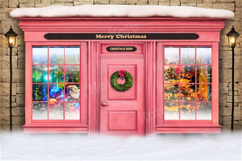 写真撮影のためのkateつのクリスマスショップ冬のピンクの背景