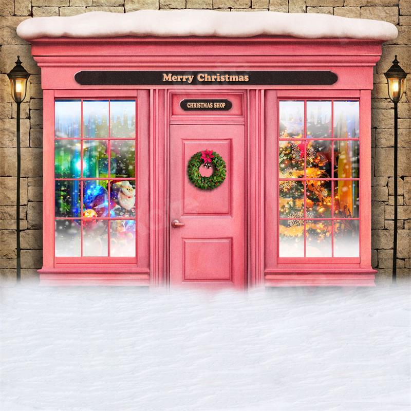 写真撮影のためのkateつのクリスマスショップ冬のピンクの背景