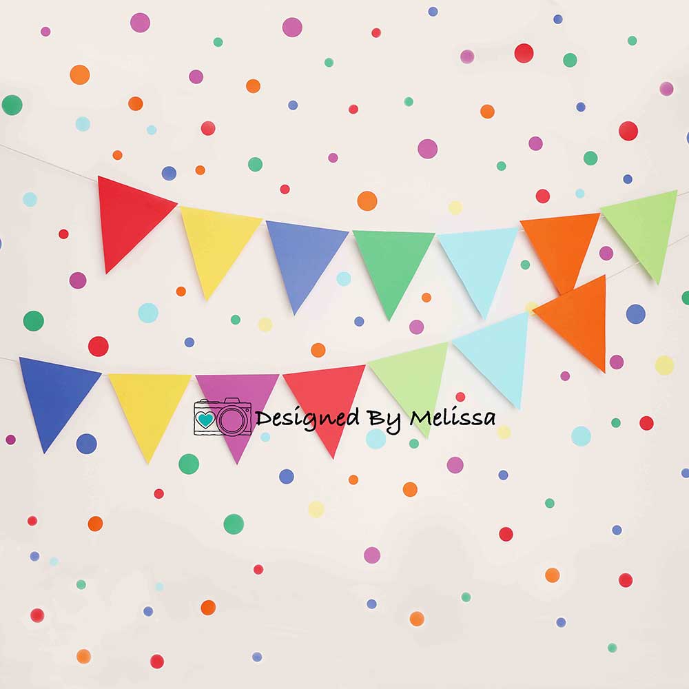 Kateカラフルな虹の誕生日の背景バナーMelissa King設計