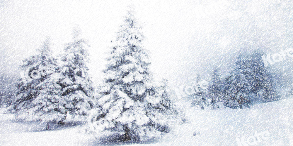 Kate冬のクリスマスツリーの雪の背景