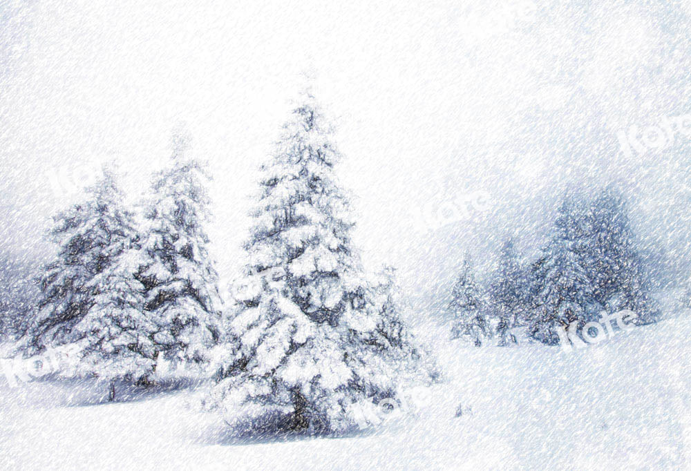 Kate冬のクリスマスツリーの雪の背景