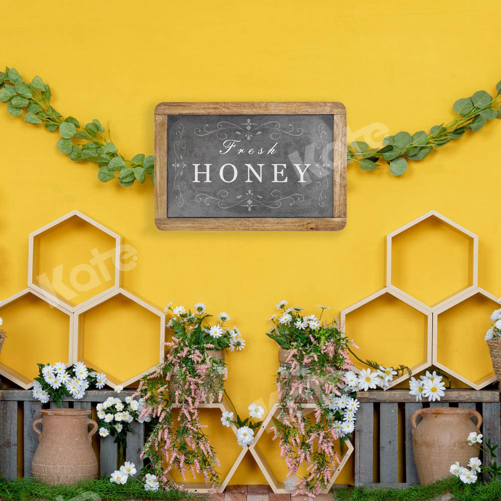 Kateハニカム背景黄色の春の新鮮な蜂蜜背景Emetselch設計