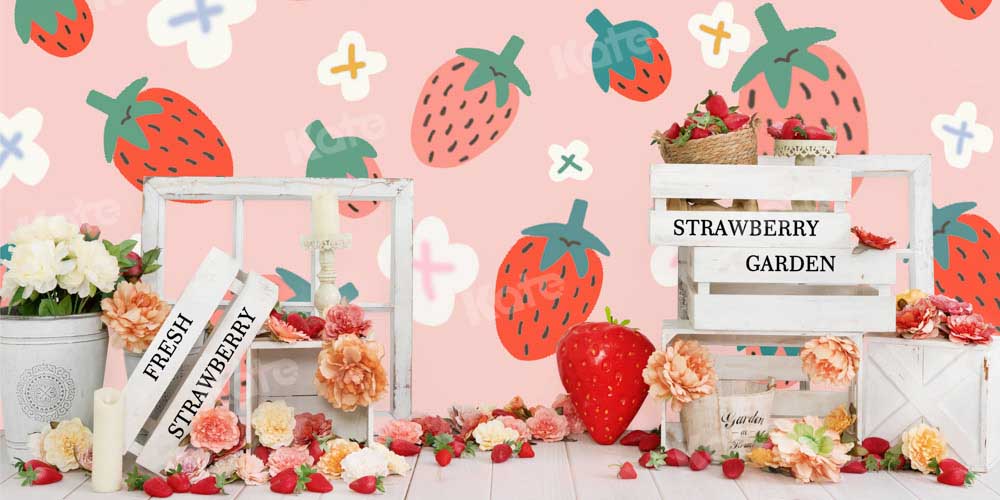 Kate夏のストロベリーピンクの背景の花Emetselchデザイン