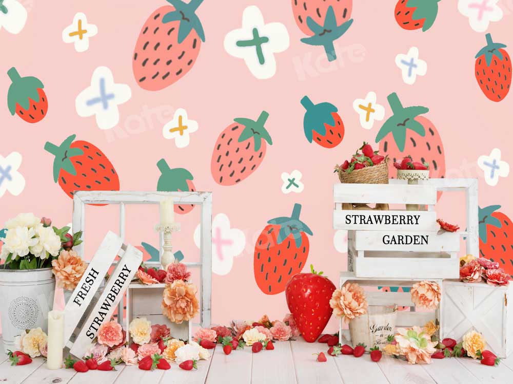 Kate夏のストロベリーピンクの背景の花Emetselchデザイン