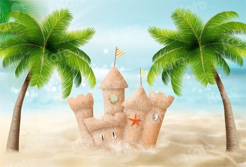Kate写真撮影の夏のビーチ城シーサイドの背景