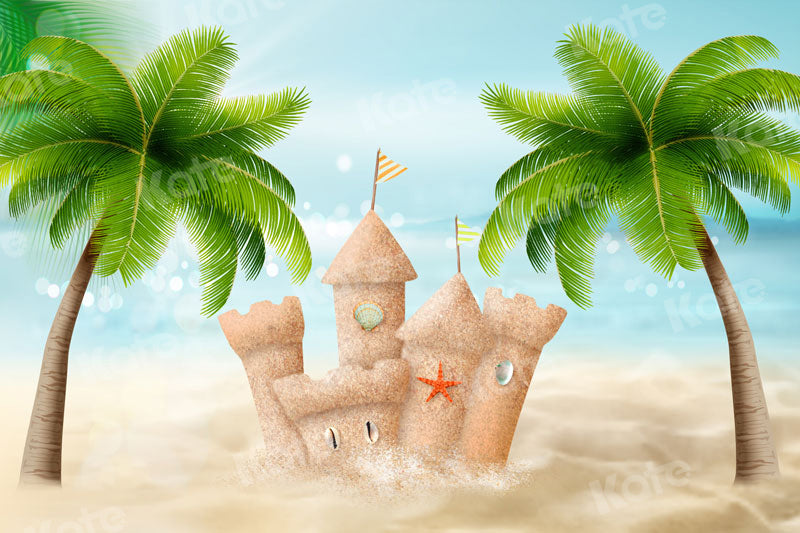 Kate写真撮影の夏のビーチ城シーサイドの背景