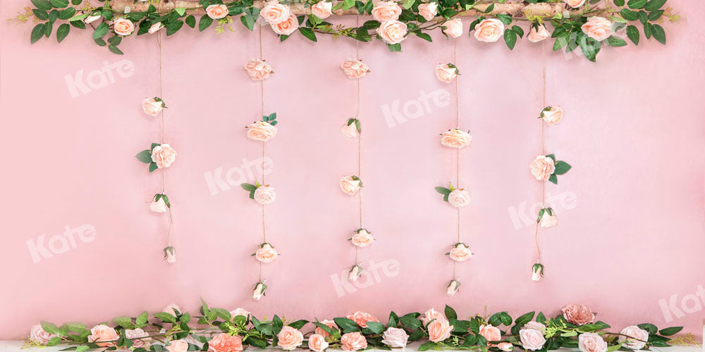 Kate夏のピンクのバラの花ケーキスマッシュの背景Emetselchデザイン