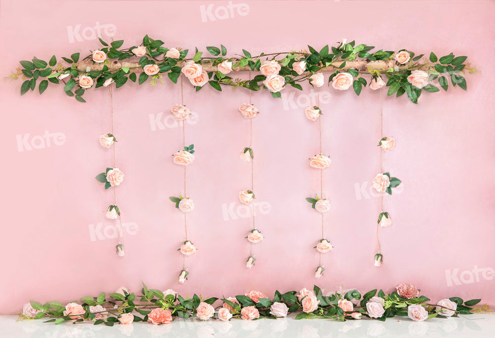 Kate夏のピンクのバラの花ケーキスマッシュの背景Emetselchデザイン