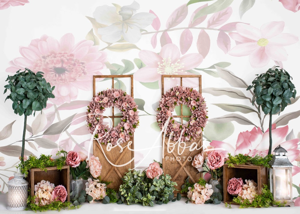 Kate春の花テクスチャ花輪公園ケーキスマッシュの背景Rose Abbas設計