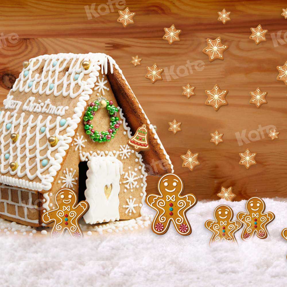 Kateクリスマス冬雪ジンジャーブレッドマン背景Chainデザイン
