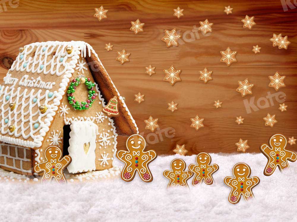 Kateクリスマス冬雪ジンジャーブレッドマン背景Chainデザイン