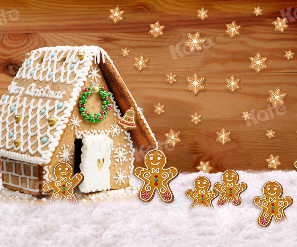 Kateクリスマス冬雪ジンジャーブレッドマン背景Chainデザイン