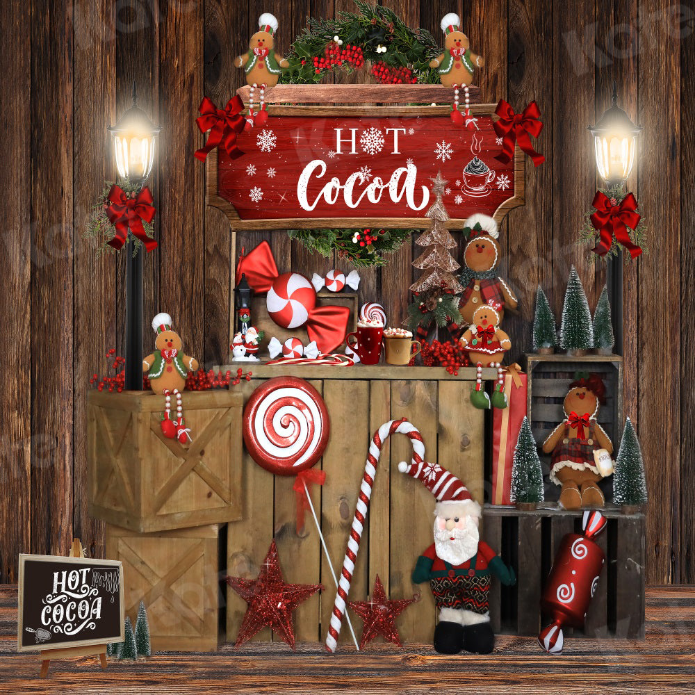 Kate木造住宅のクリスマスキャンディーホットココの背景