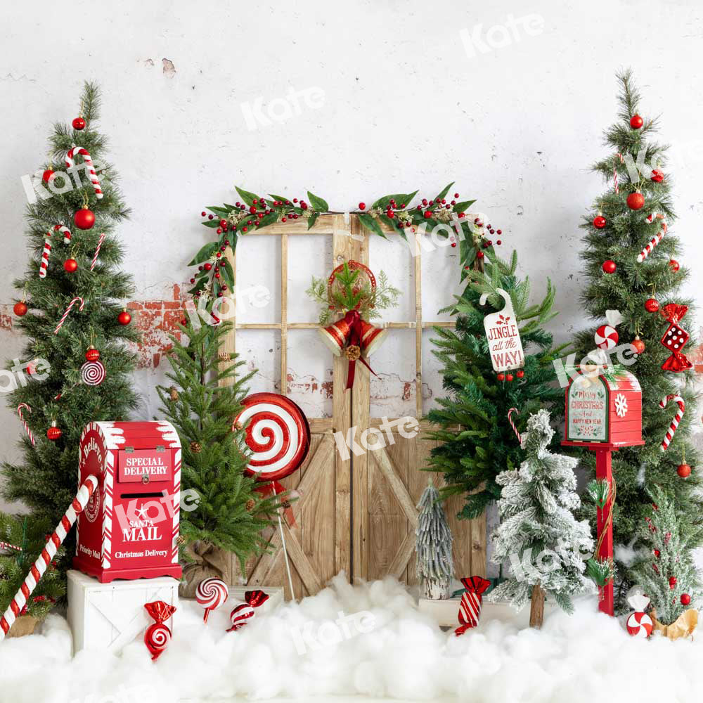 Kateクリスマスツリーメールボックス雪キャンディーの背景Emetselchデザイン