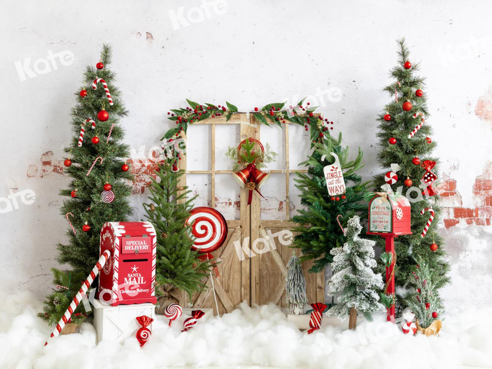 Kateクリスマスツリーメールボックス雪キャンディーの背景Emetselchデザイン