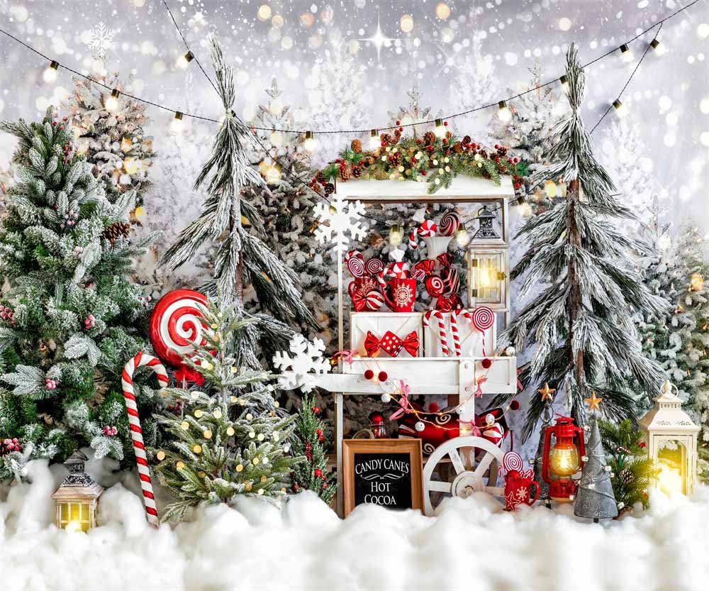 Kateクリスマスの背景ホットココア屋外雪Chainデザイン