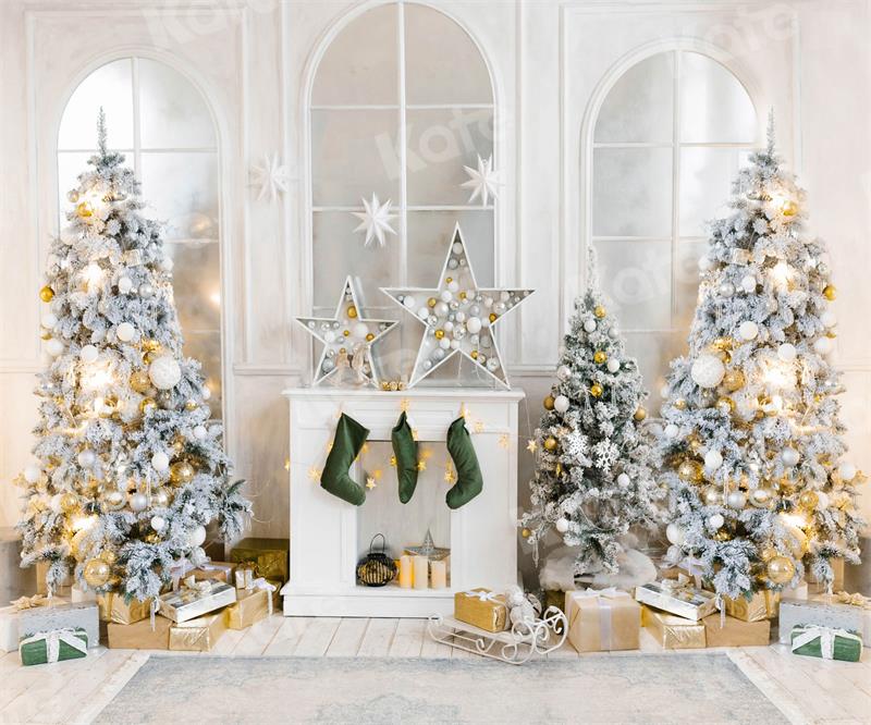 Kate写真撮影のためのクリスマスの背景スターソックス暖炉ウィンドウ