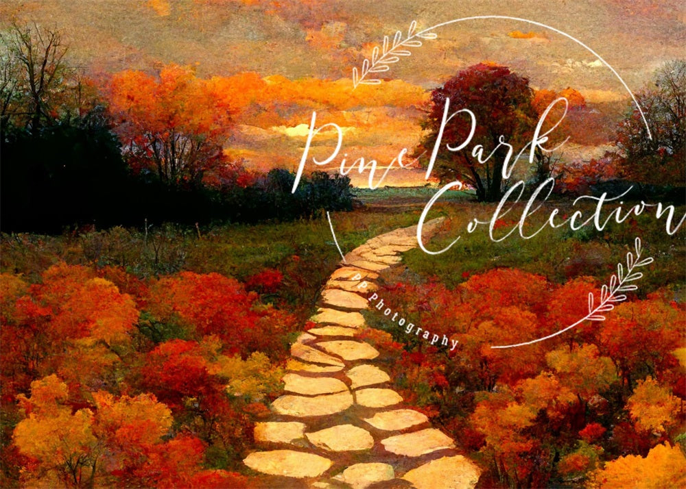 Kate秋のパスの日の出の背景Pine Park Collection