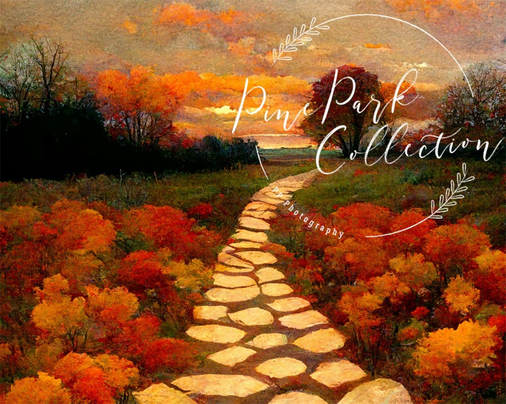 Kate秋のパスの日の出の背景Pine Park Collection