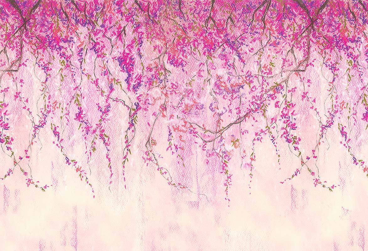 Kate 春のピンクの花ファインアートバイオレットの背景
