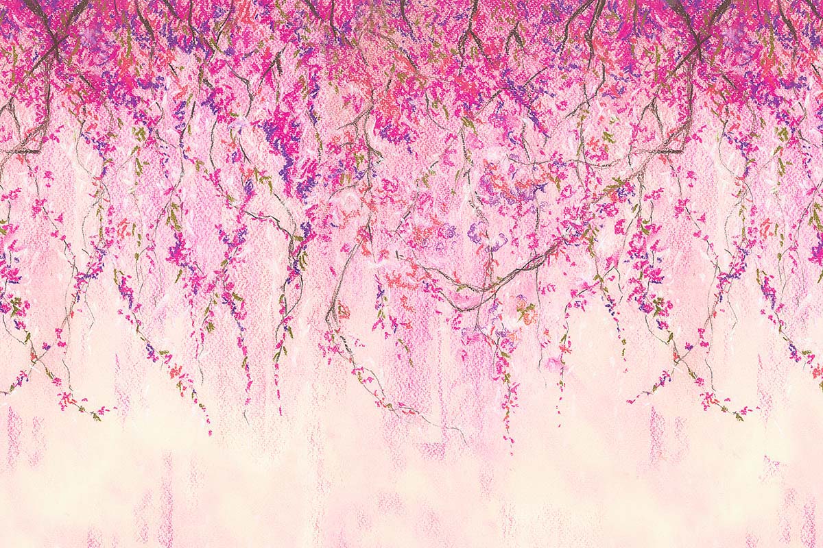 Kate 春のピンクの花ファインアートバイオレットの背景