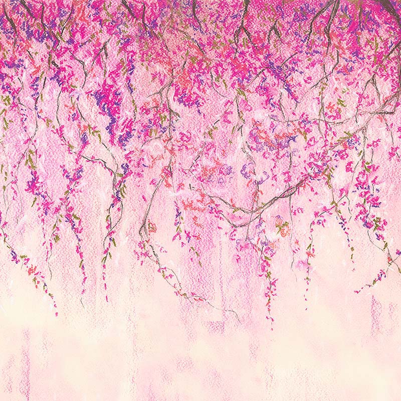 Kate 春のピンクの花ファインアートバイオレットの背景