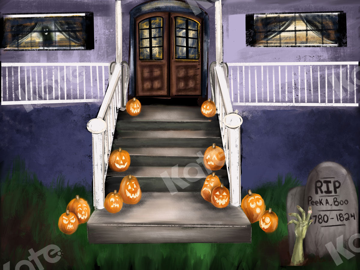 Kate 写真のハロウィーンフロントポーチトリックオアトリート背景 によって設計されたModest Brushes