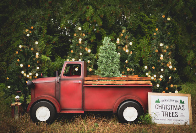 Kate 赤い車のクリスマスツリーファームの背景 によって設計された Pine Park Collection