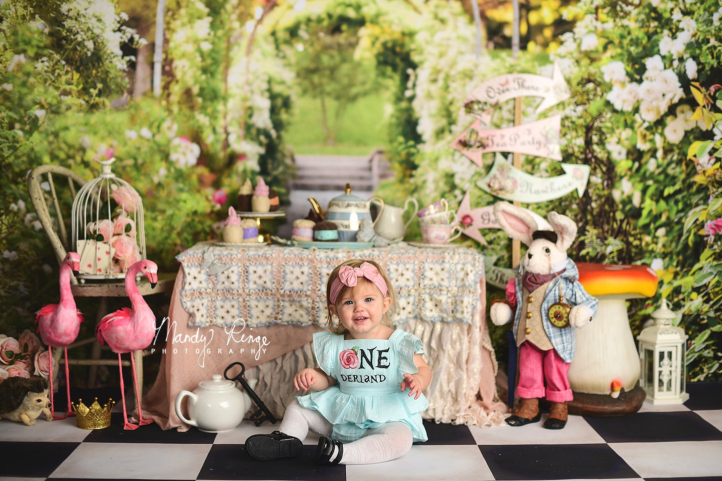 Kate 春の秘密の庭の小道の背景 設計された Mandy Ringe Photography