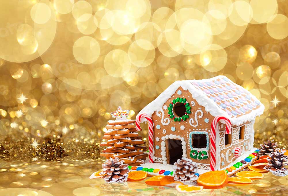 kate Gingerbread Houseクリスマスケーキ粉砕背景撮影
