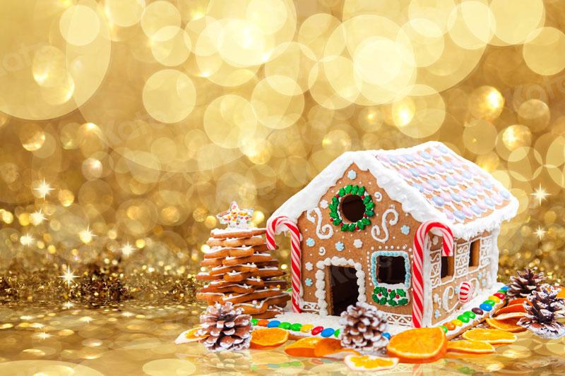 kate Gingerbread Houseクリスマスケーキ粉砕背景撮影