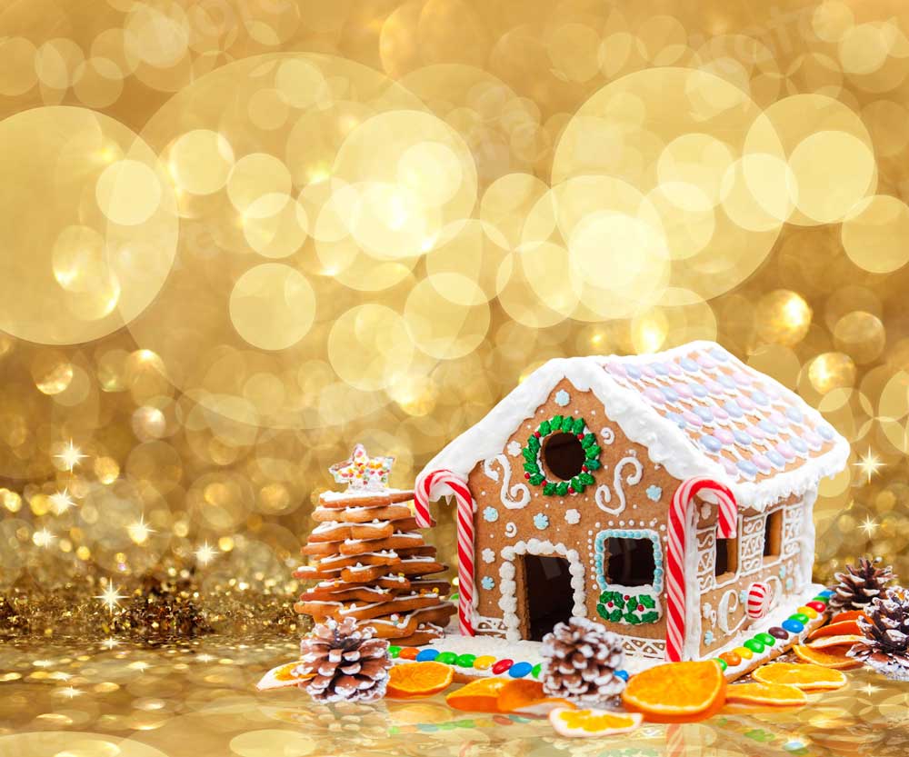 kate Gingerbread Houseクリスマスケーキ粉砕背景撮影