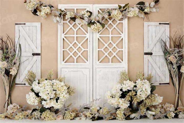 Kate誕生日白い木製のドアのカーキ色の壁の花の母の日大人の背景背景Rebeccaによって設計されました