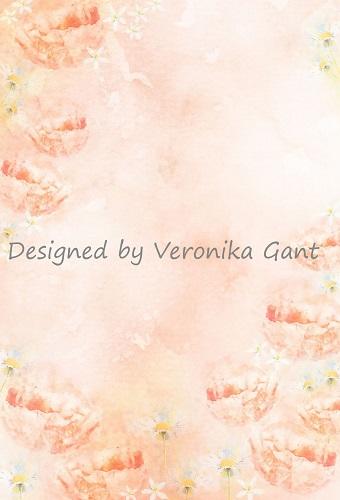 Kate ファインアート水彩画オレンジ色の花の背景Veronika Gant写真撮影