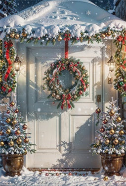 Kateクリスマスツリー 雪 ドア 冬 背景 写真撮影用