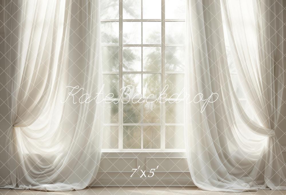 Kate 春 白 カーテン 窓 寝室 背景 にChain Photography設計