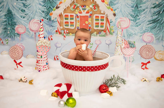 Kate クリスマスキャンディジンジャーブレッドハウスの背景JS写真