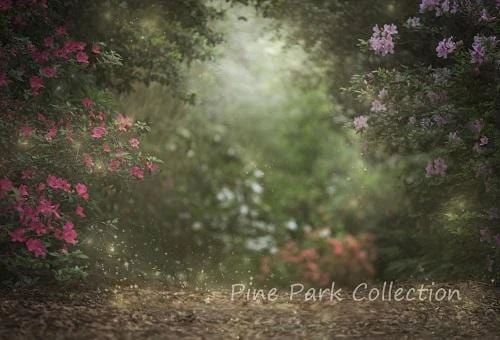 Kateピンクの花の庭の妖精ライト春の春夏背景布 写真撮影用