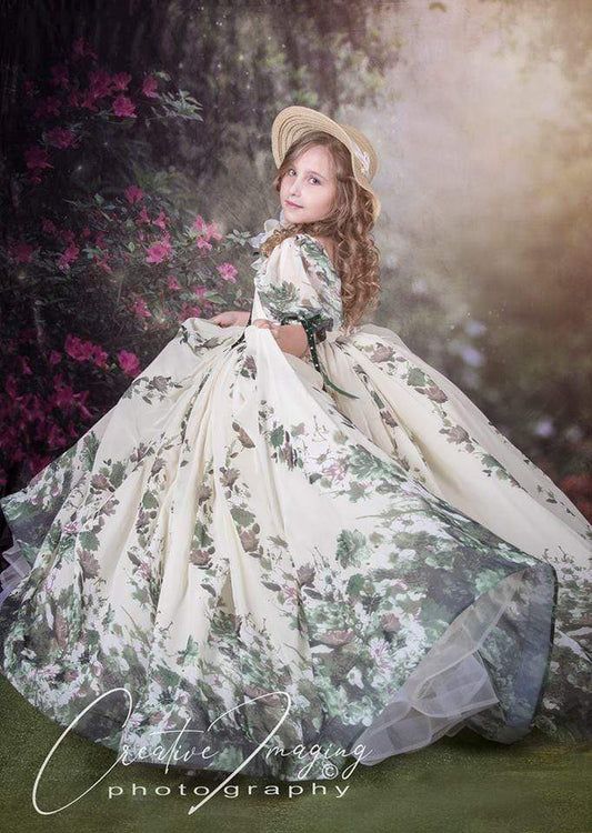 Kate ピンクの花の庭の春夏背景布 写真撮影用