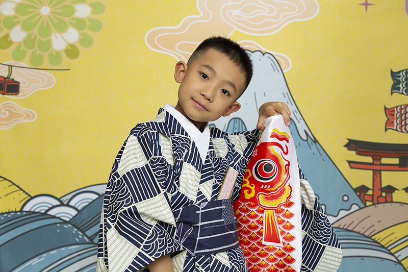 Kate 男の子の日鯉の鯉のぼり波富士山写真家のための背景布