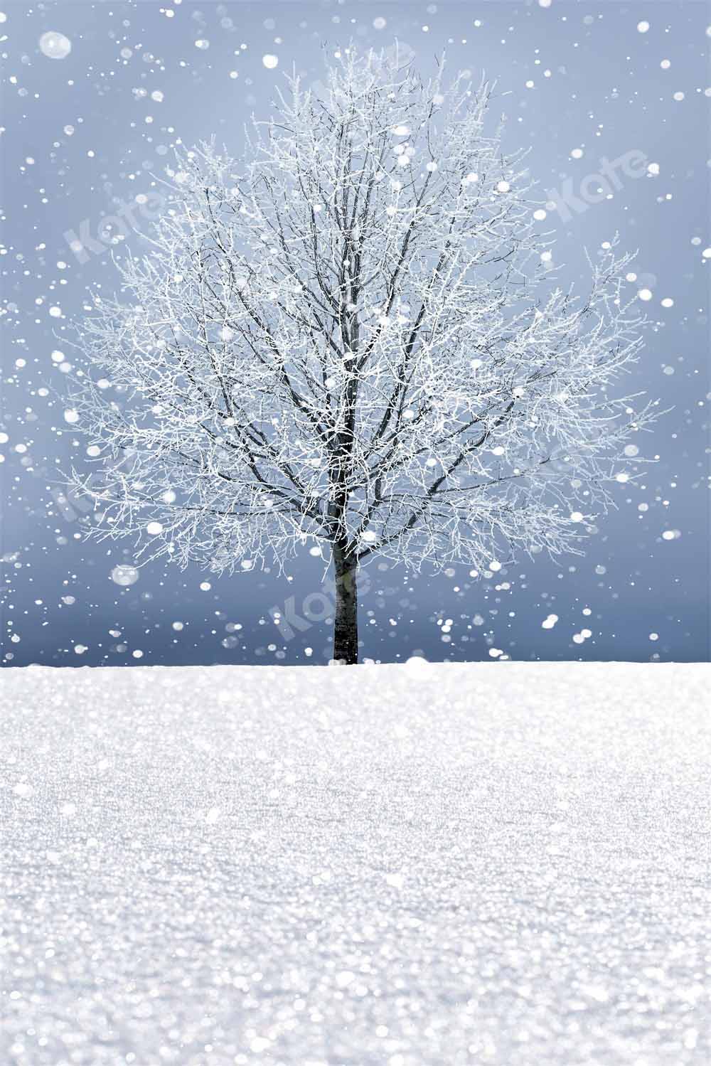 kate冬の雪に覆われた大きな木のモザイクの背景 Chain設計