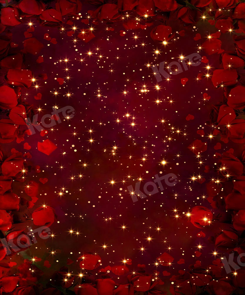 Kate バレンタインデーのボケ味の赤いバラの背景のキラキラ背景Chain設計