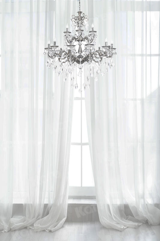 Kate白い窓の糸の結晶のシャンデリアの背景Uta Mueller設計